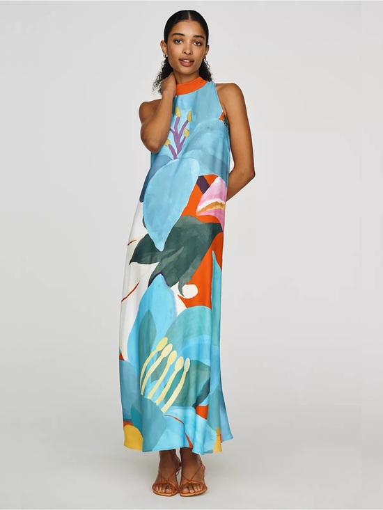 FARM Rio Dresses & Skirts - FARM RIO x ANTHROPOLOGIE Halter High Neck Long Floral Maxi Dress SMALL NWT